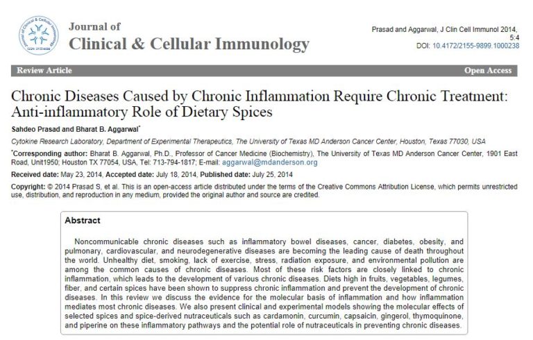 Chronic Diseases Caused by Chronic Inflammation Require Chronic Treatment: Anti-inflammatory Role of Dietary Spices