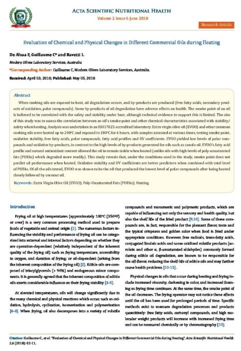Evaluation of Chemical and Physical Changes in Different Commercial Oils during Heating