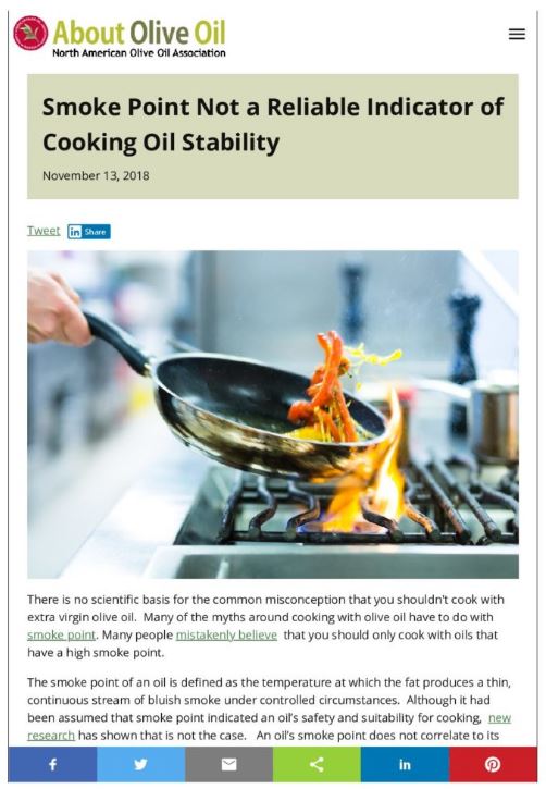 Smoke Point Not a Reliable Indicator of Cooking Oil Stability Smoke Point Not a Reliable Indicator of Cooking Oil Stability